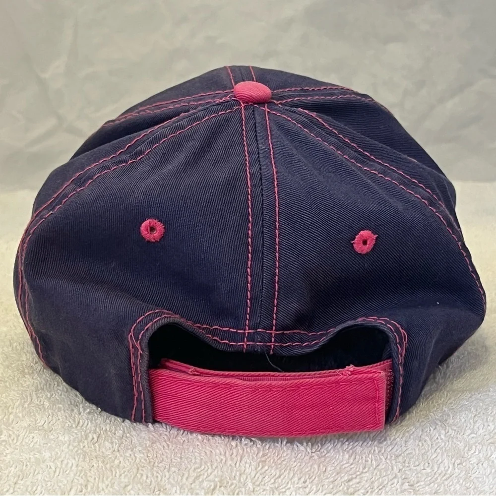 Mackinac Island Navy and Pink Women's Adjustable Cotton Ball Cap